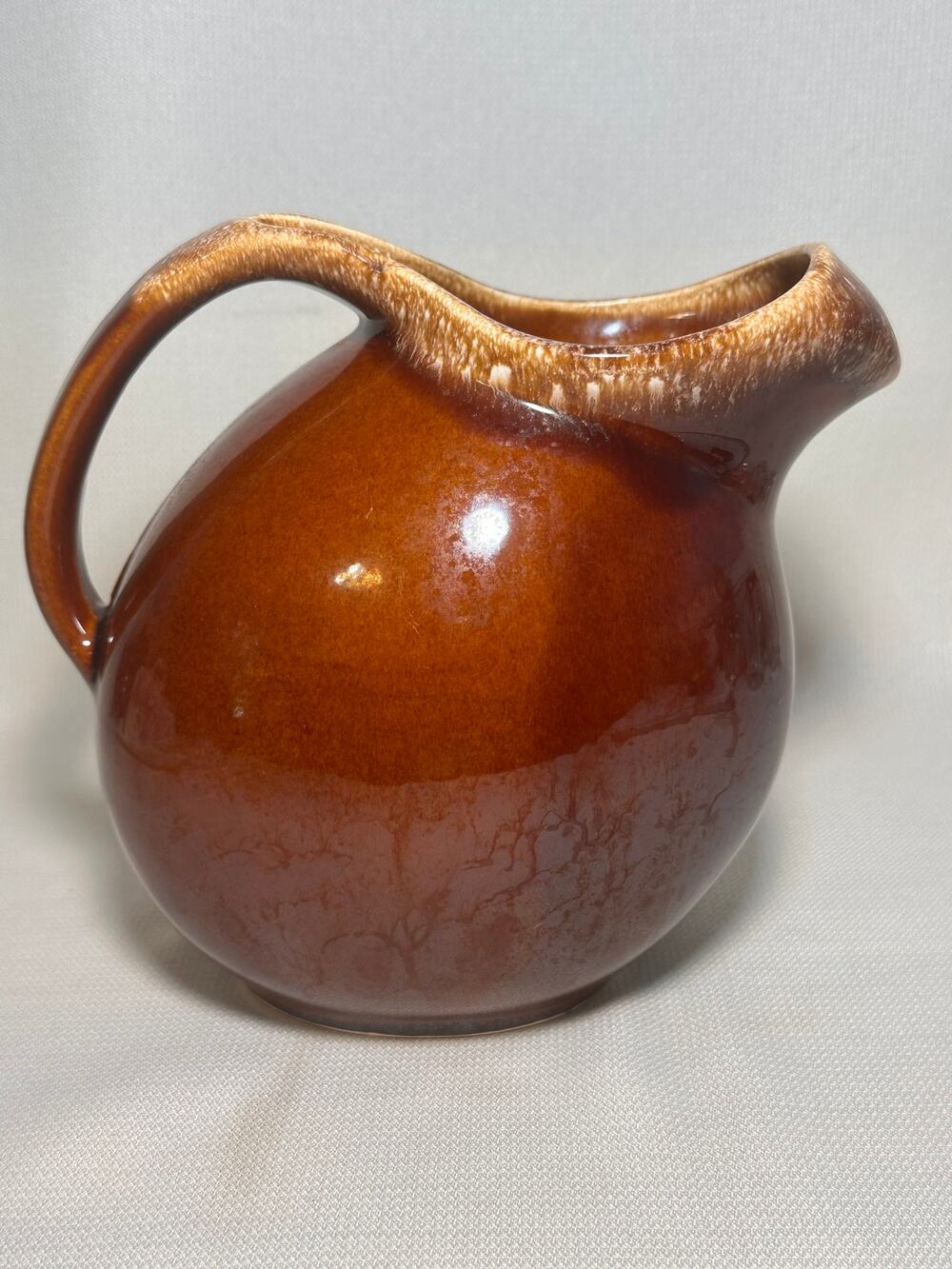 Vintage Hull Pottery Brown Drip Glaze Ball Pitcher Ovenproof Crooksville OH